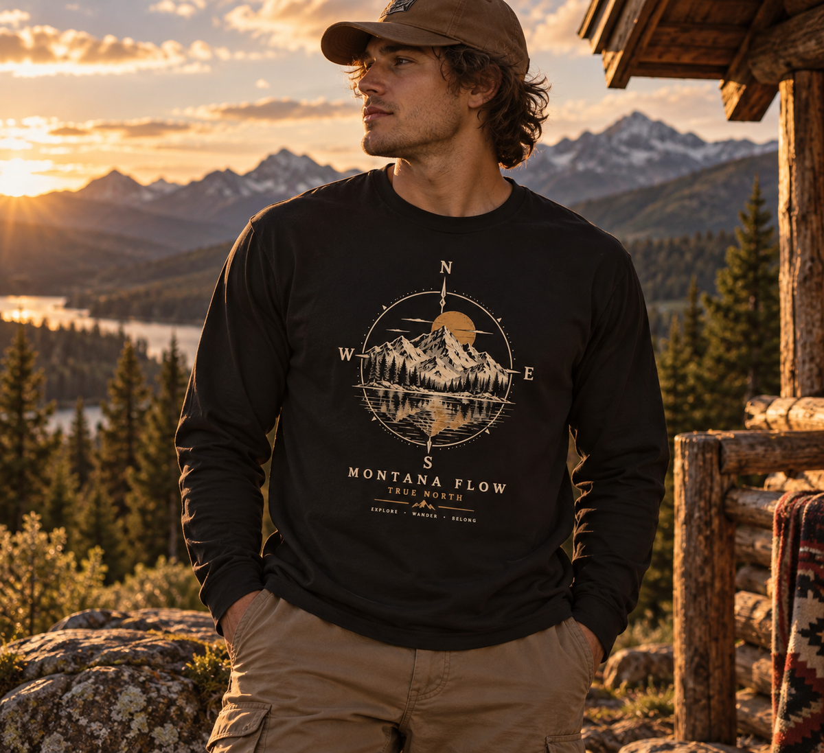 Montana Flow True North Mountain Compass Long Sleeve Shirt
