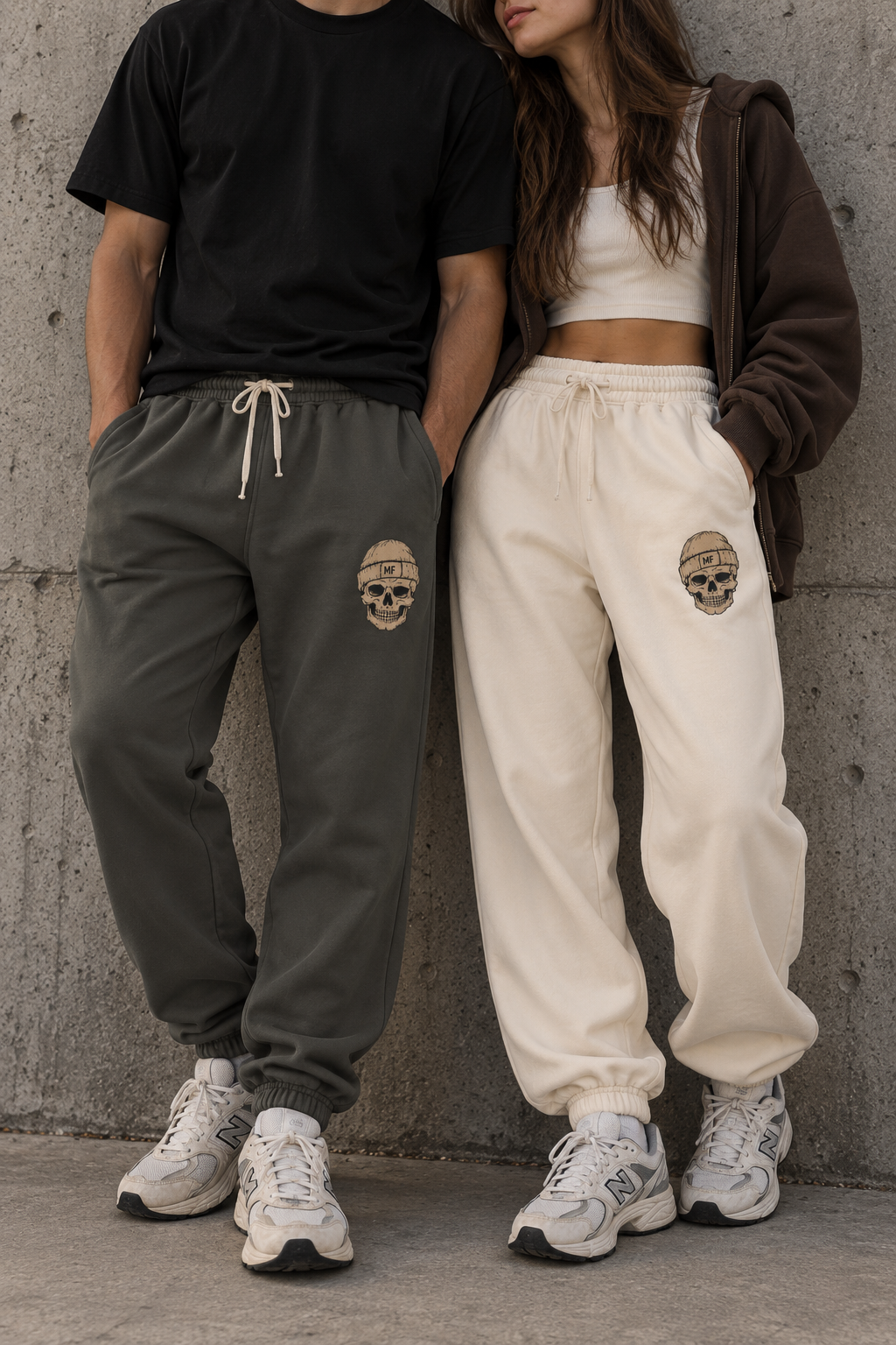 Skull Mandala Sweatpants | Dark Olive Joggers with Small Chest Skull Design