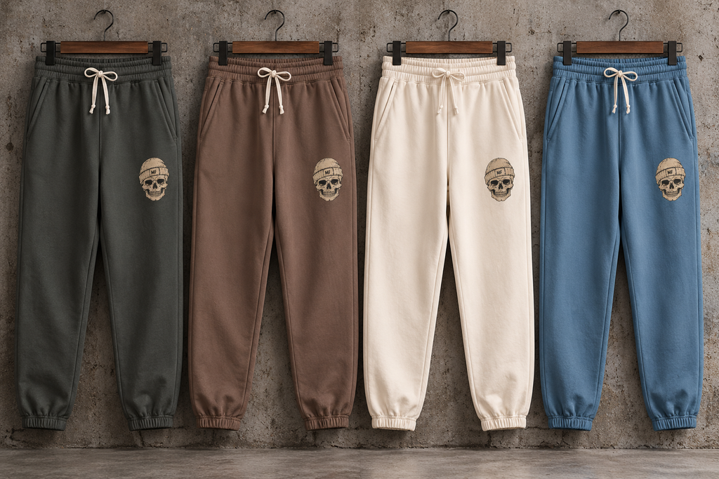 Skull Mandala Sweatpants | Dark Olive Joggers with Small Chest Skull Design