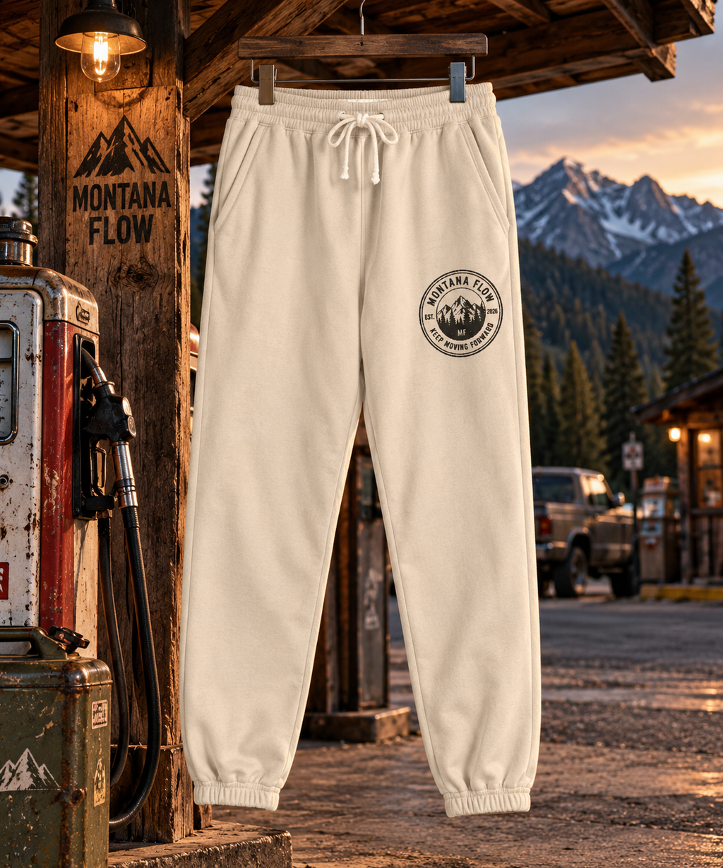 Montana Flow Mountain Logo Sweatpants | Garment Dyed Fleece Joggers