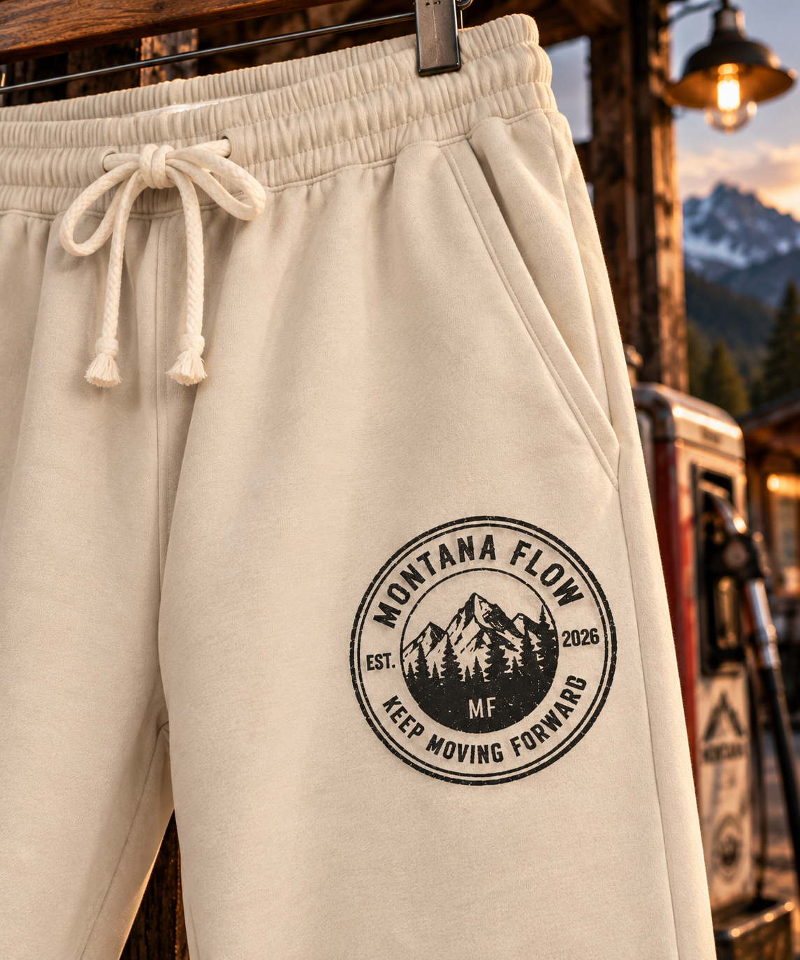 Montana Flow Mountain Logo Sweatpants | Garment Dyed Fleece Joggers