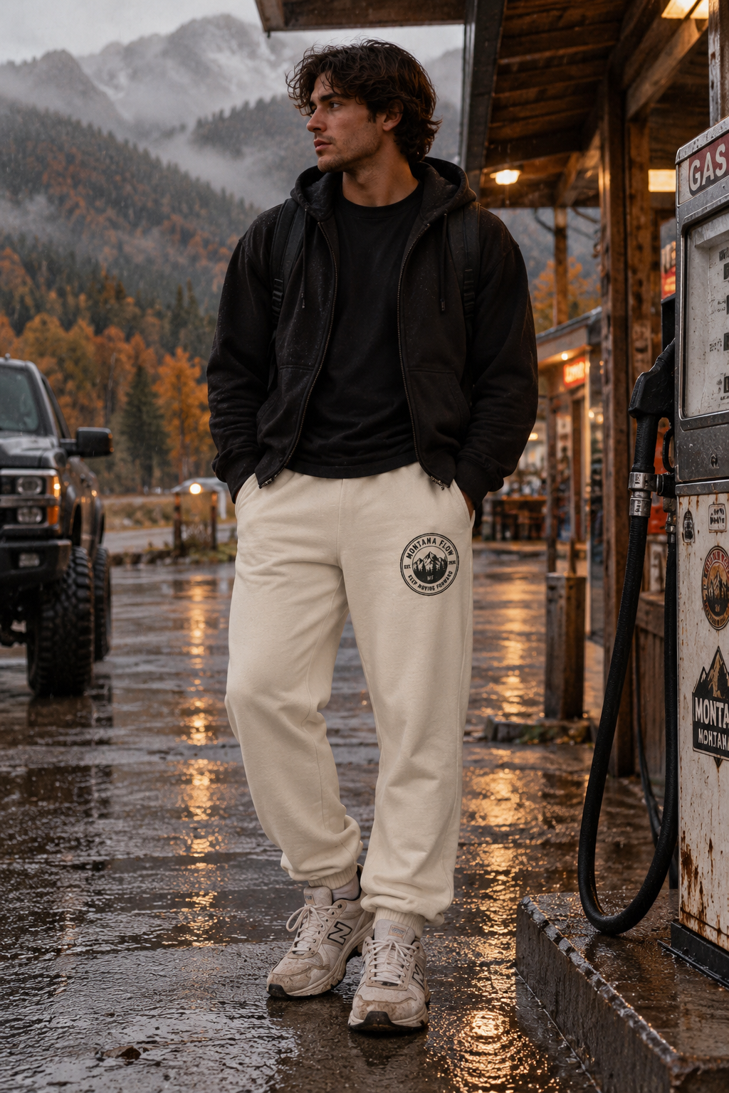 Montana Flow Mountain Logo Sweatpants | Garment Dyed Fleece Joggers