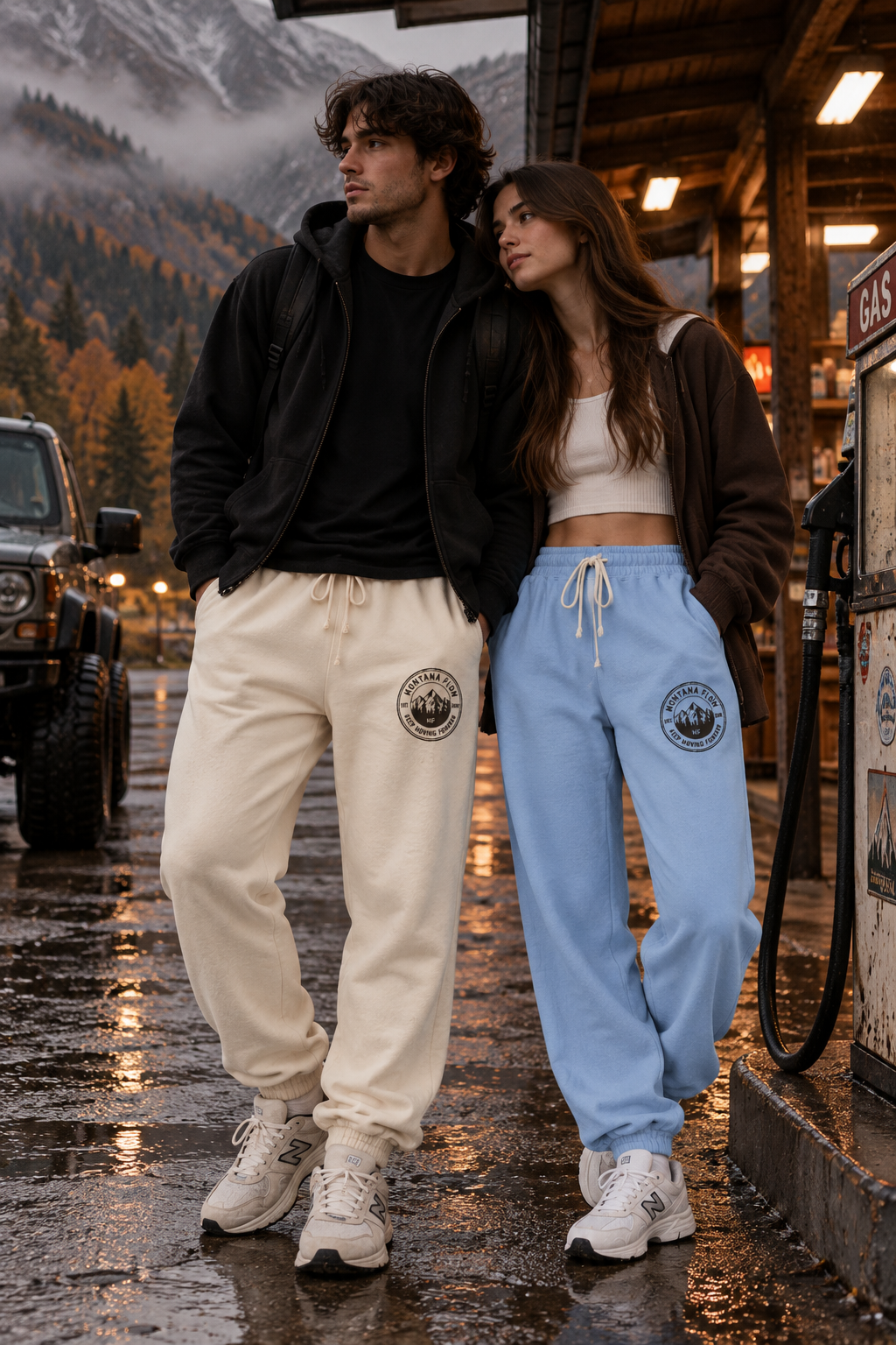 Montana Flow Mountain Logo Sweatpants | Garment Dyed Fleece Joggers