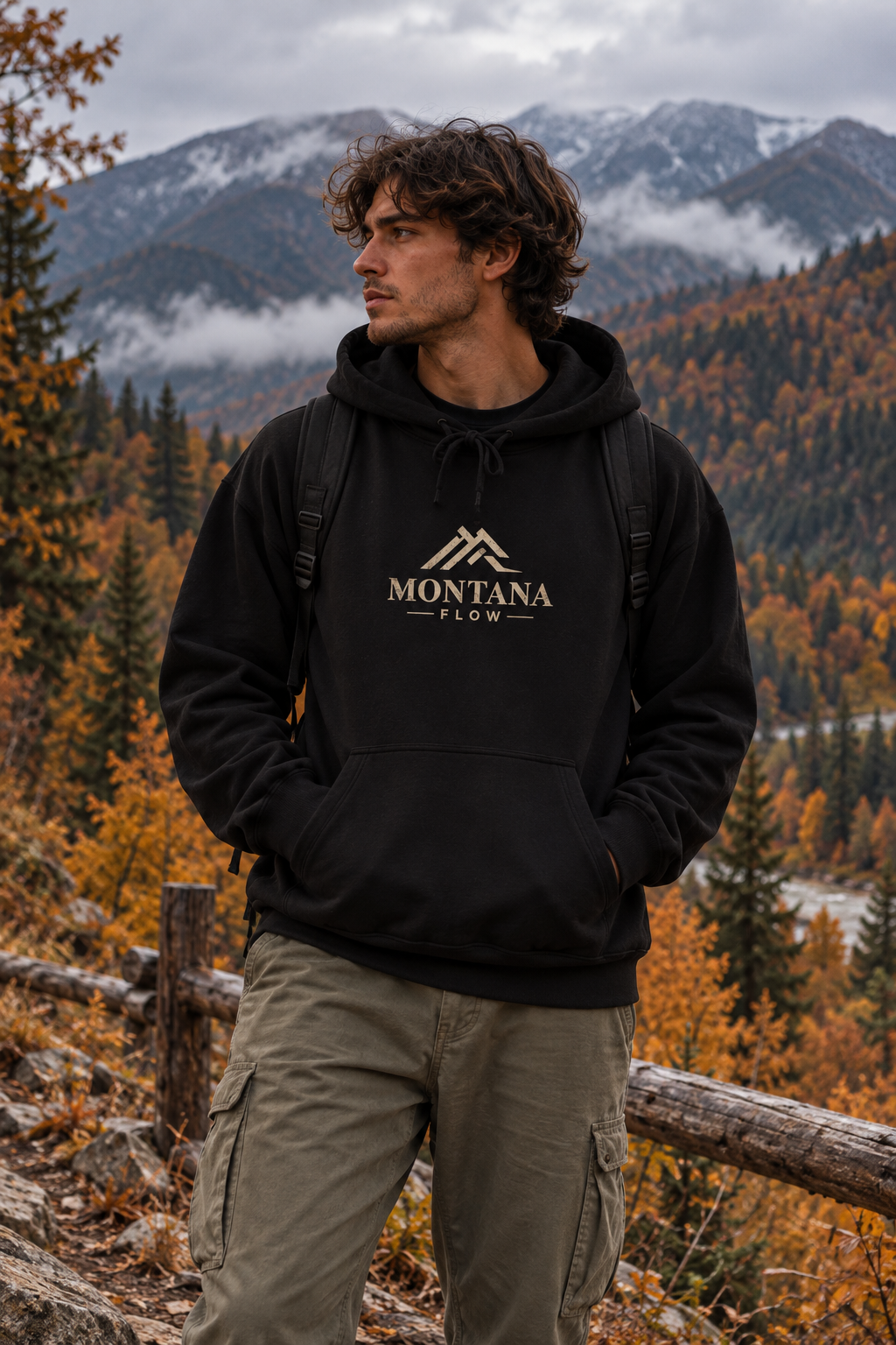 Montana Flow mountain logo Hoodie | Outdoor state pride sweatshirt