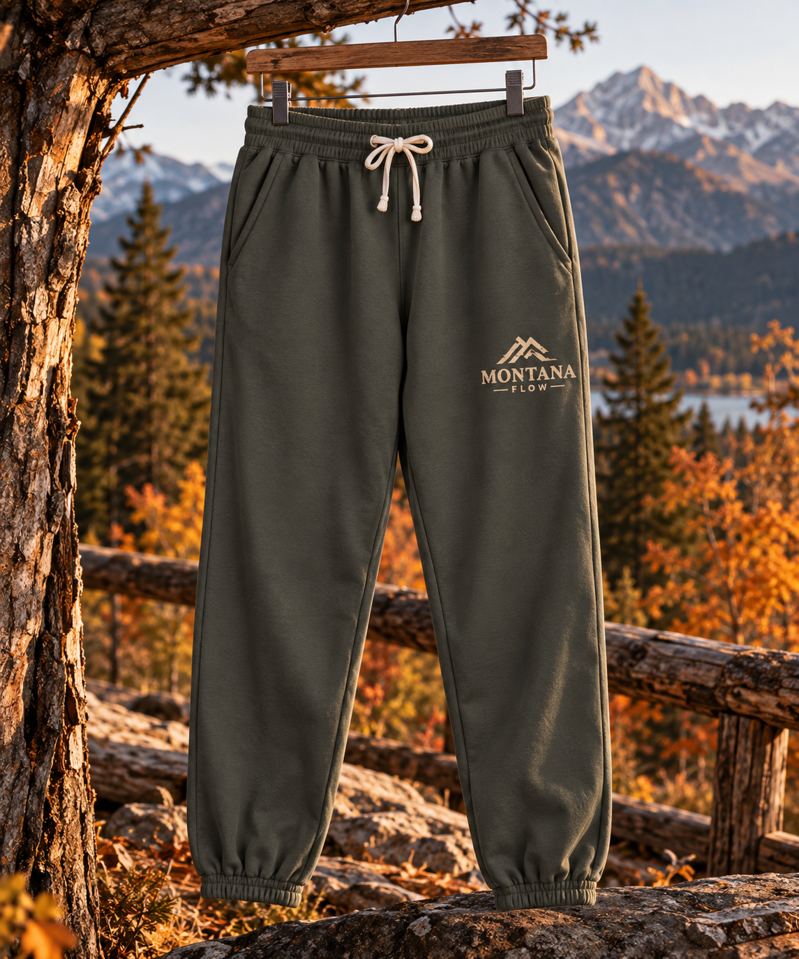 Mountain Logo Sweatpants | Garment-Dyed Fleece Joggers