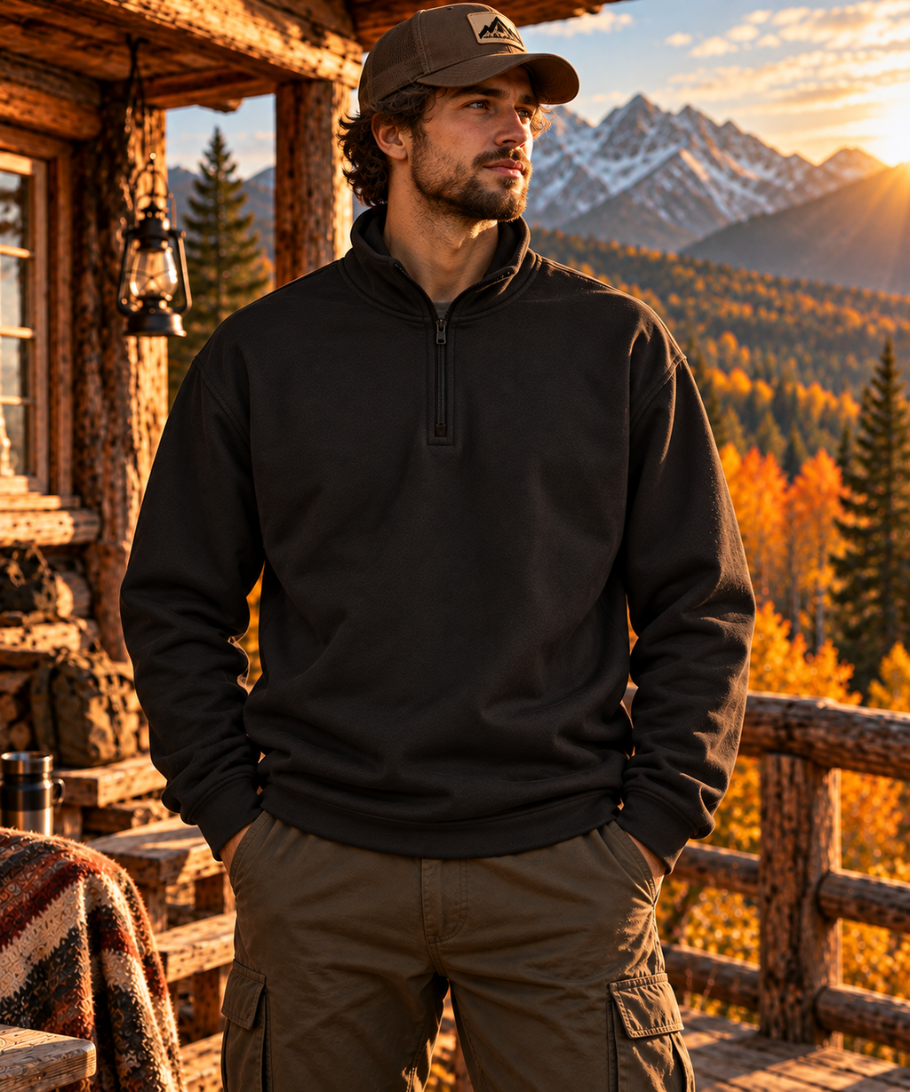 Pull-over demi-zip Montana Flow | Haut outdoor avec motif montagne