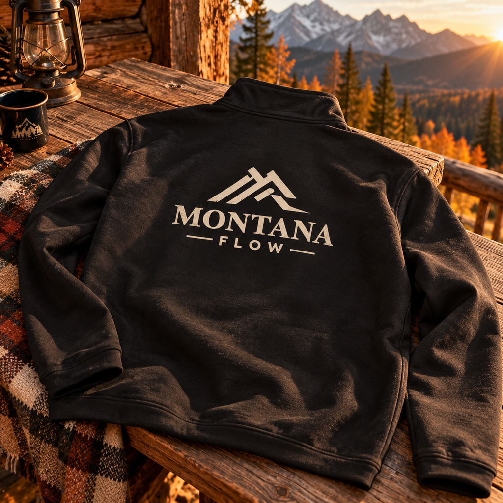 Pull-over demi-zip Montana Flow | Haut outdoor avec motif montagne