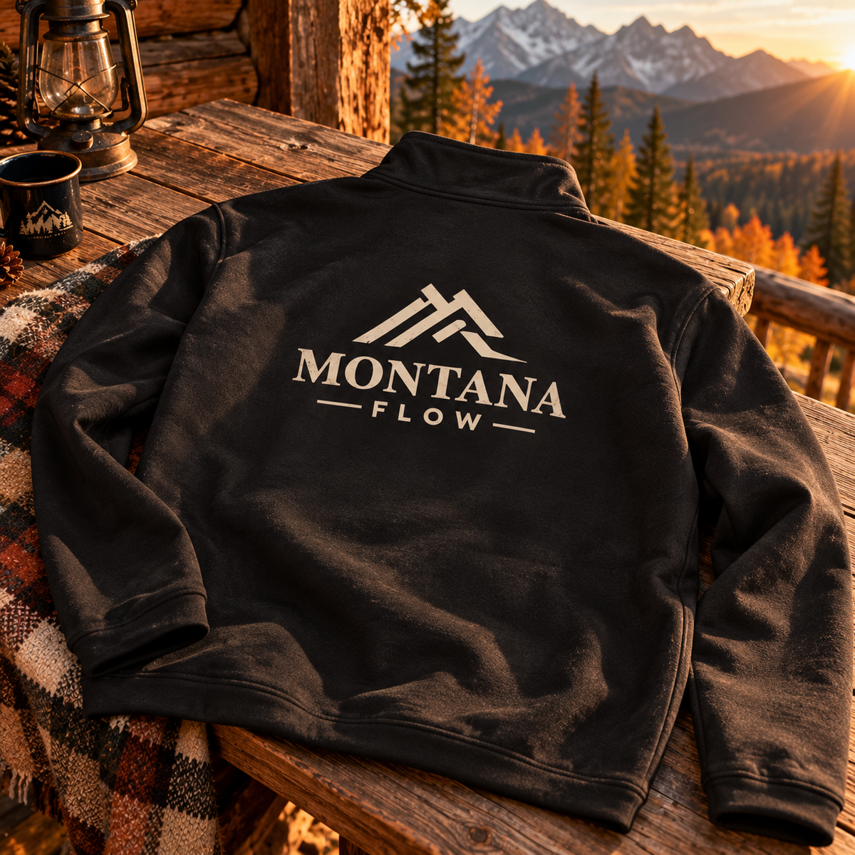 Pull-over demi-zip Montana Flow | Haut outdoor avec motif montagne