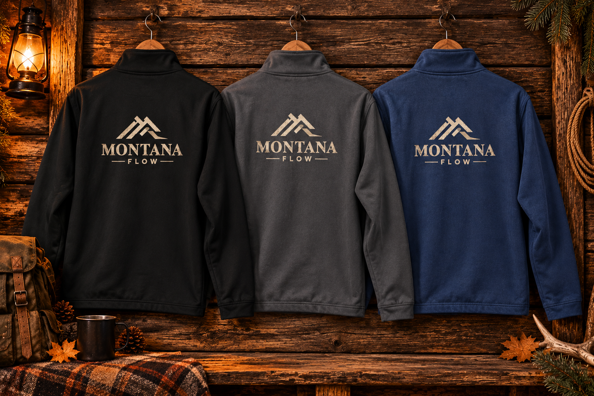 Pull-over demi-zip Montana Flow | Haut outdoor avec motif montagne