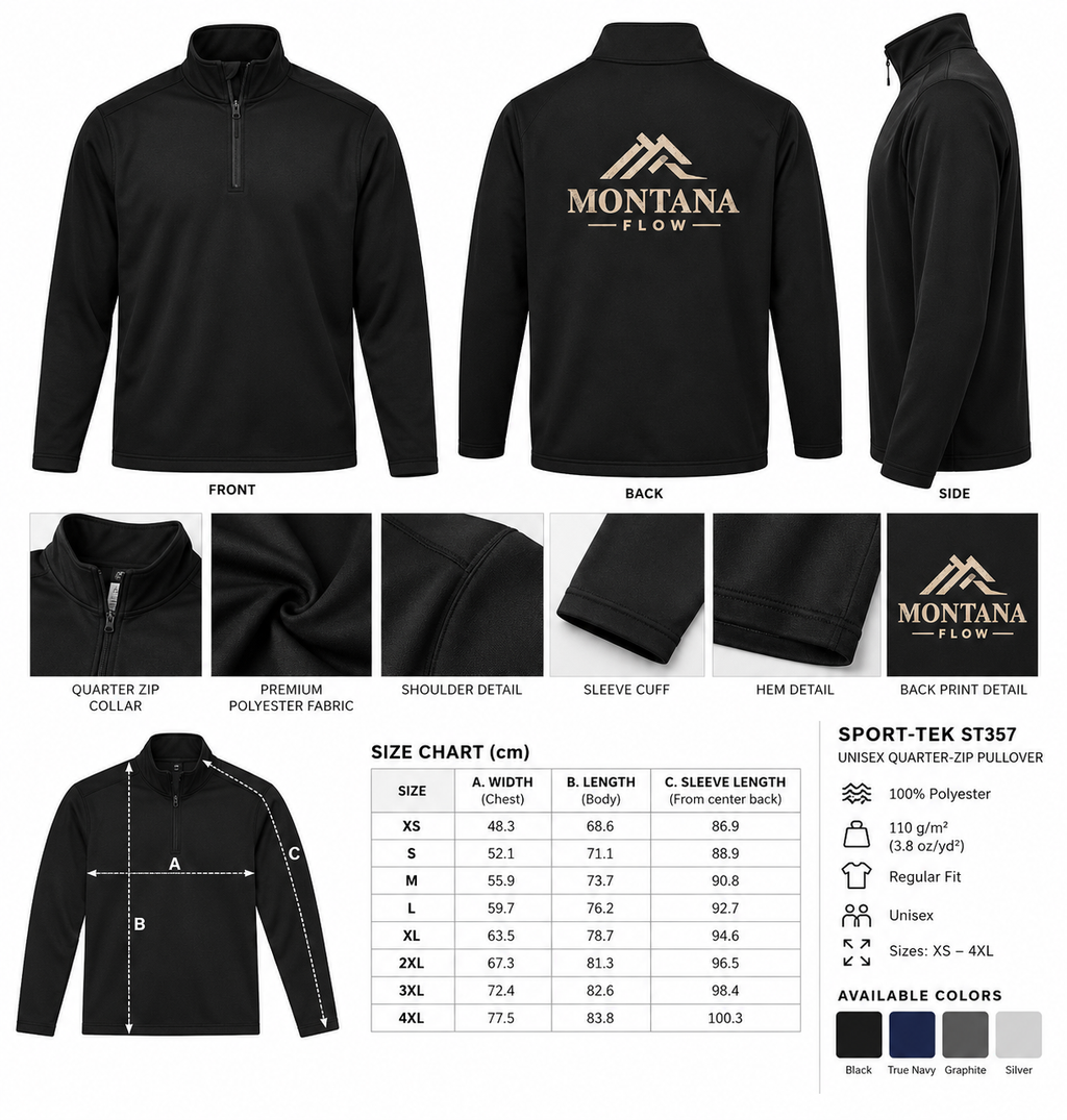 Pull-over demi-zip Montana Flow | Haut outdoor avec motif montagne