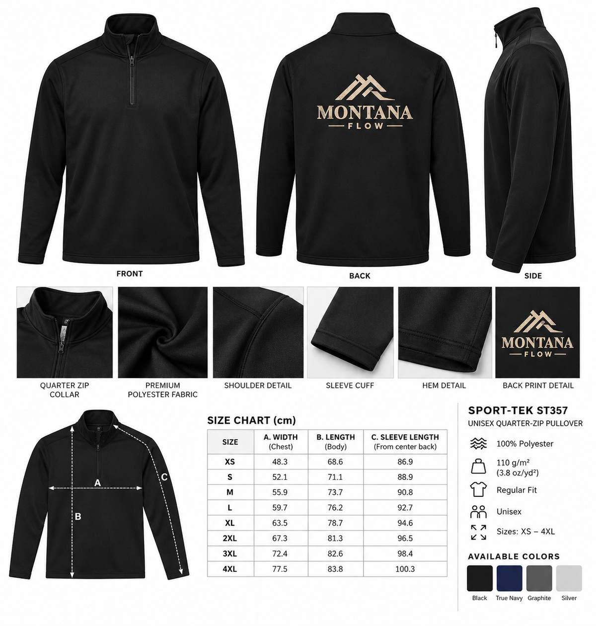 Pull-over demi-zip Montana Flow | Haut outdoor avec motif montagne