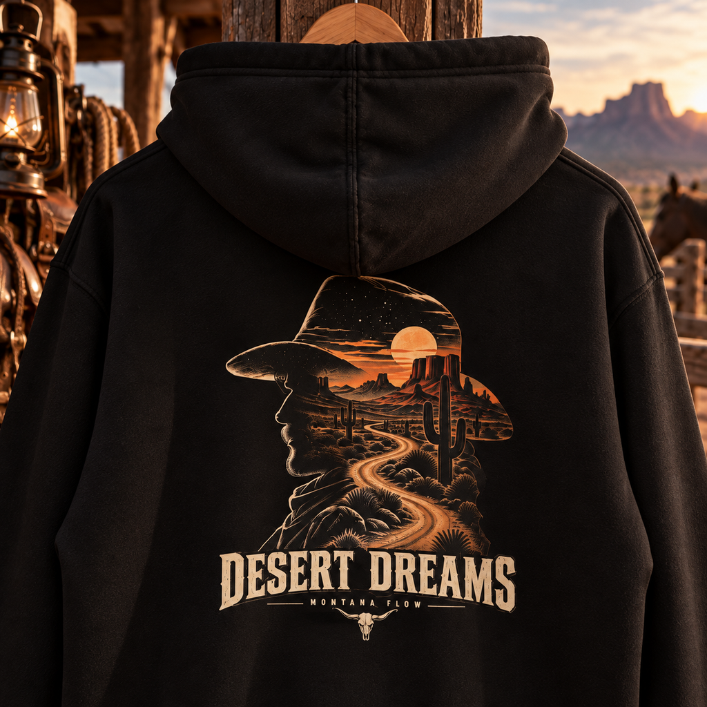 Desert Dreams Hoodie | Western Desert Sunset Graphic Sweatshirt
