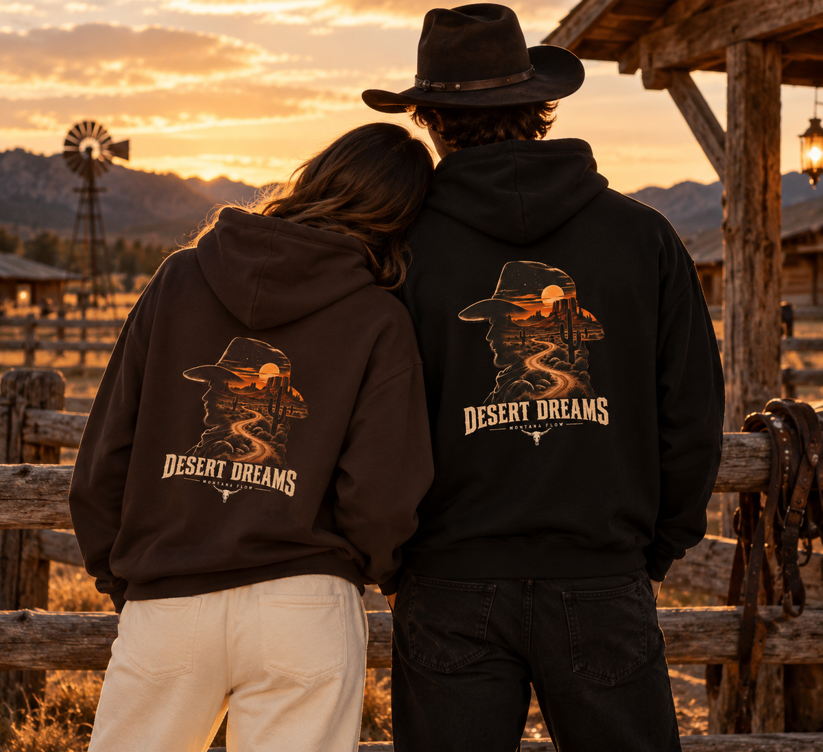 Desert Dreams Hoodie | Western Desert Sunset Graphic Sweatshirt