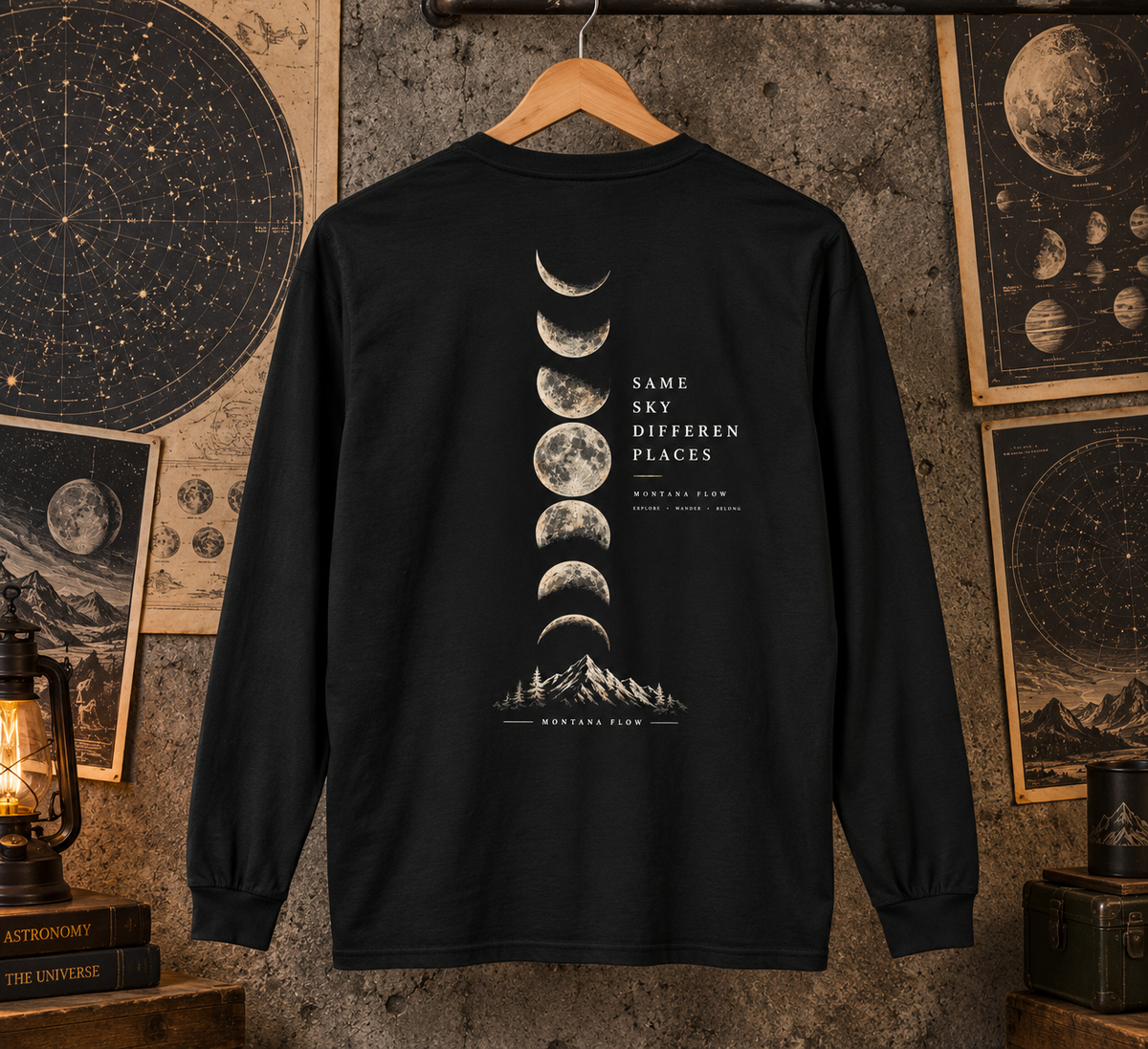 Moon Phases Long Sleeve | Mountain Shirt | Same Sky Different Places
