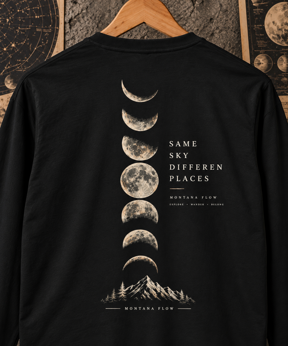Moon Phases Long Sleeve | Mountain Shirt | Same Sky Different Places