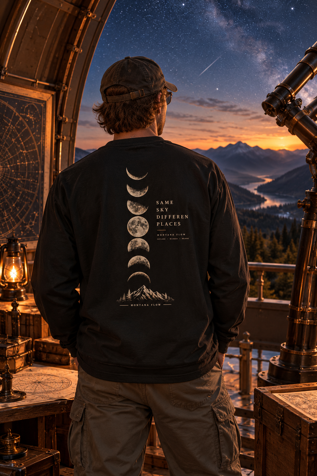 Moon Phases Long Sleeve | Mountain Shirt | Same Sky Different Places