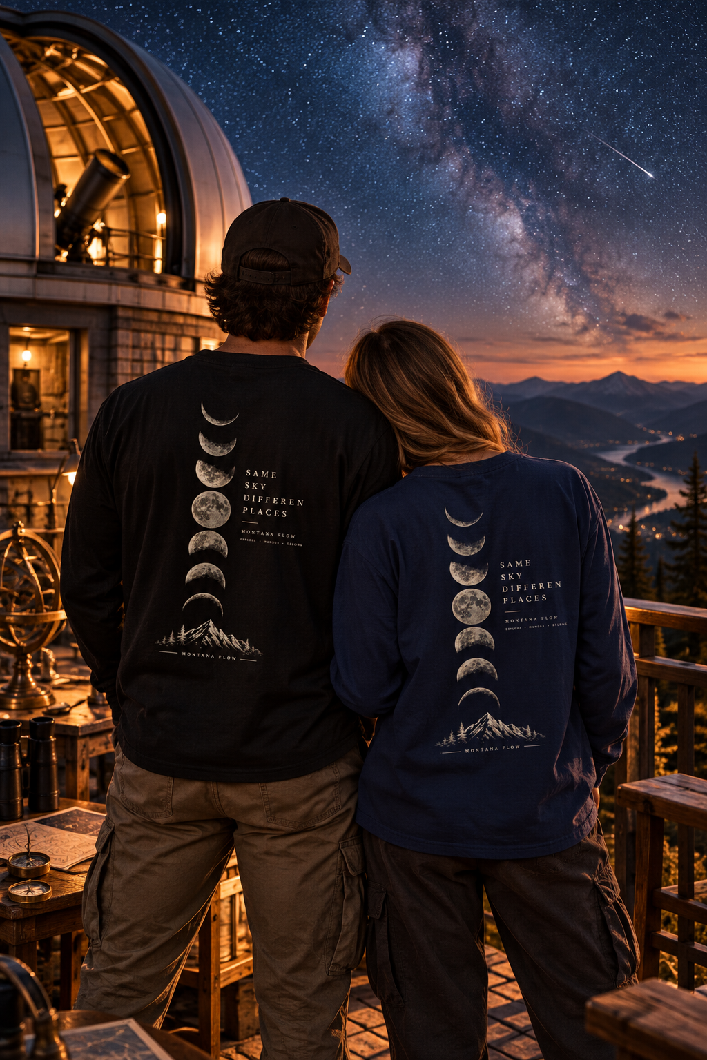 Moon Phases Long Sleeve | Mountain Shirt | Same Sky Different Places