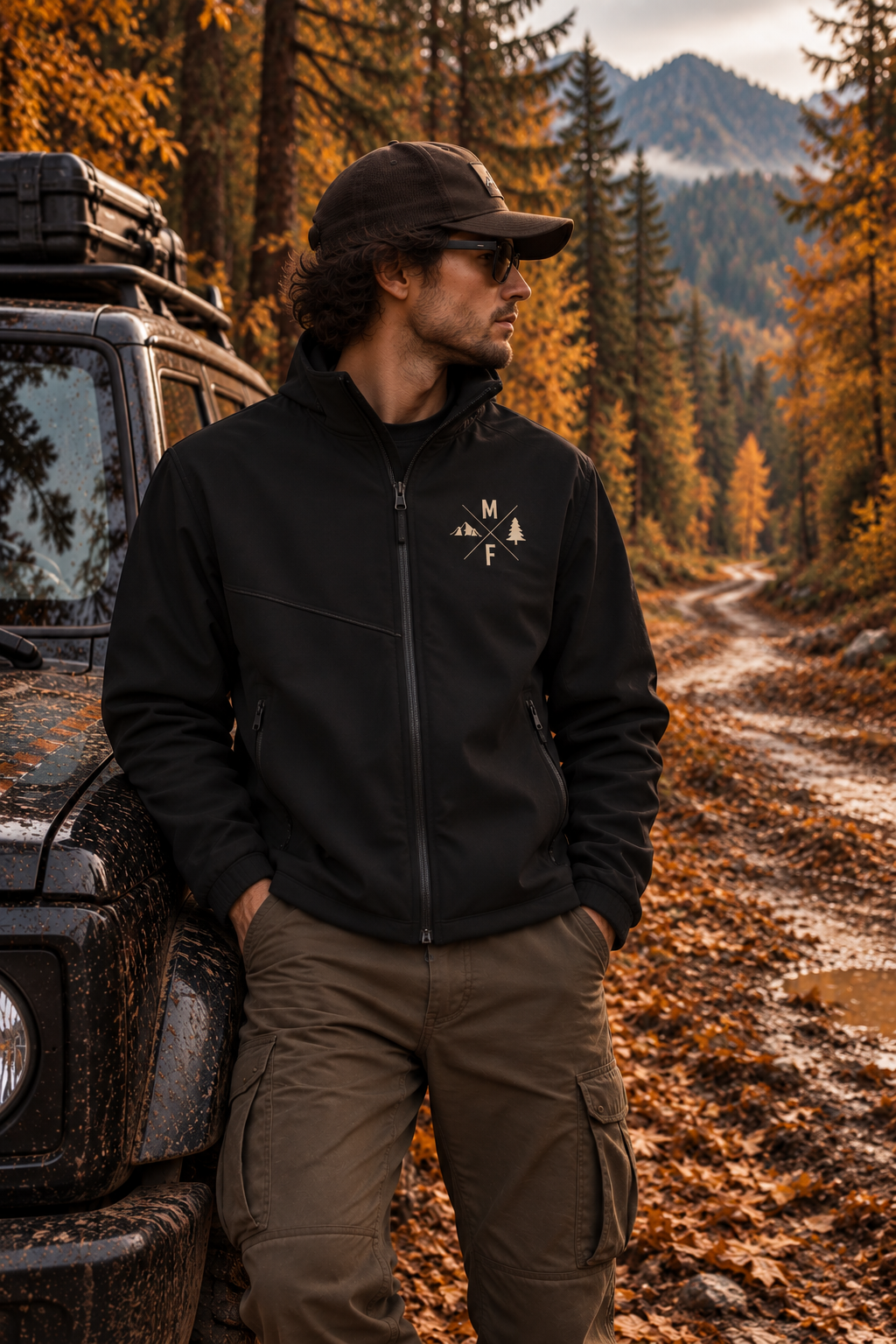 Mountain & Pine Monogram Softshell Jacket | Outdoor Adventure Jacket | Montana Flow