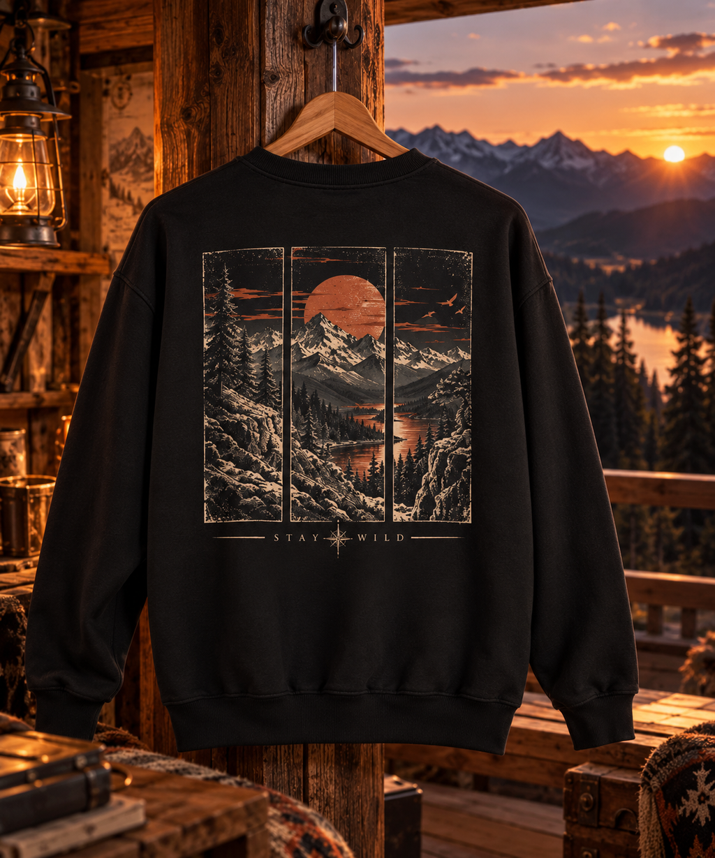 Mountain Sunset Landscape Crewneck | Stay Wild Sweatshirt