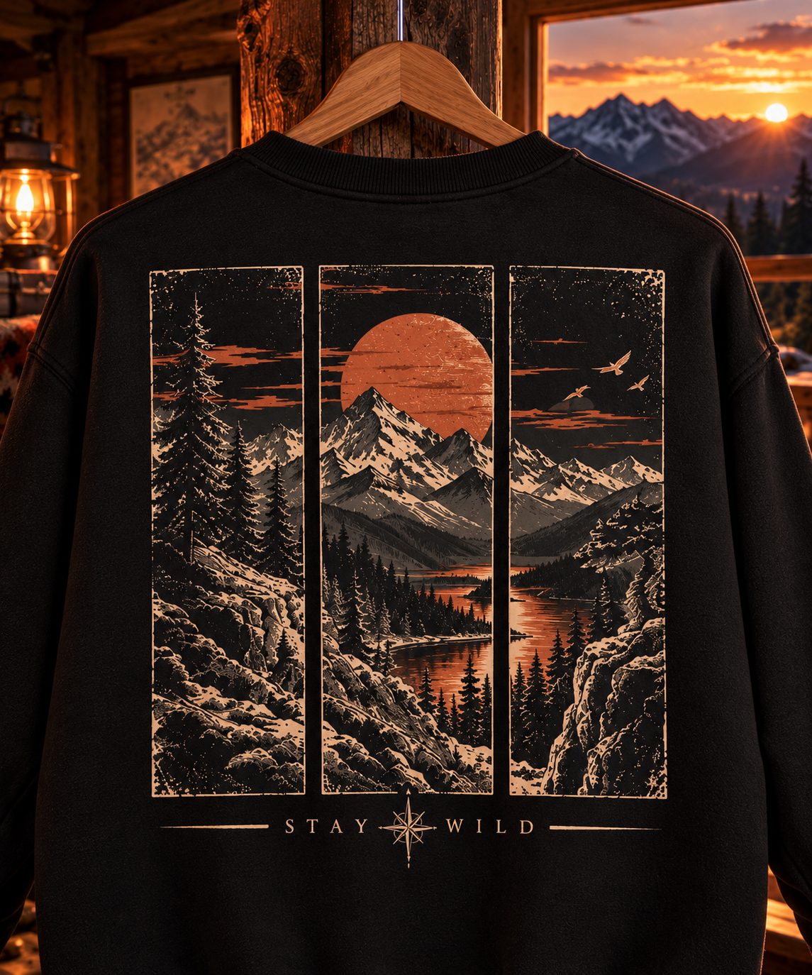 Mountain Sunset Landscape Crewneck | Stay Wild Sweatshirt