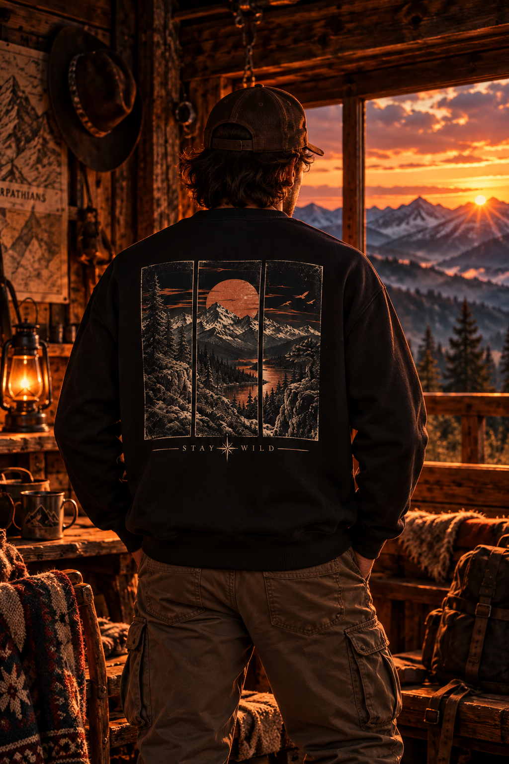Mountain Sunset Landscape Crewneck | Stay Wild Sweatshirt