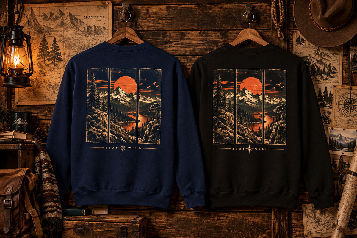 Mountain Sunset Landscape Crewneck | Stay Wild Sweatshirt