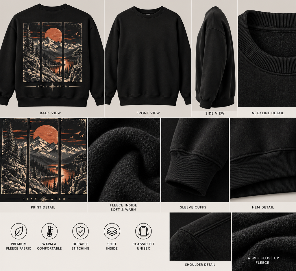 Mountain Sunset Landscape Crewneck | Stay Wild Sweatshirt