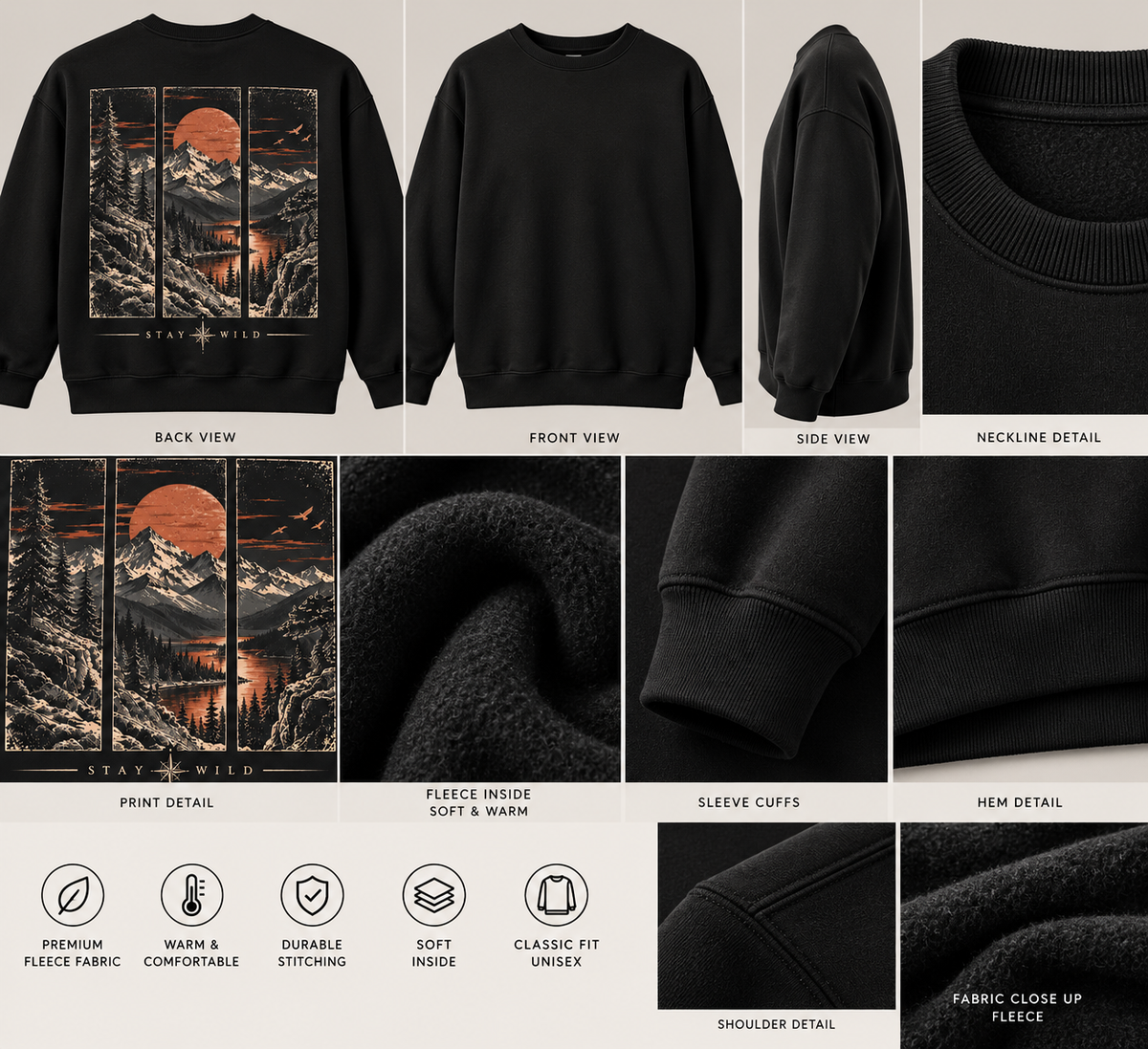 Mountain Sunset Landscape Crewneck | Stay Wild Sweatshirt