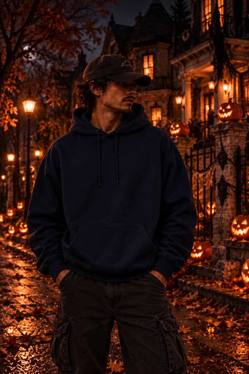 Candlelit Skull Fleece Hoodie | Gothic Raven Halloween Back Print | Montana Flow