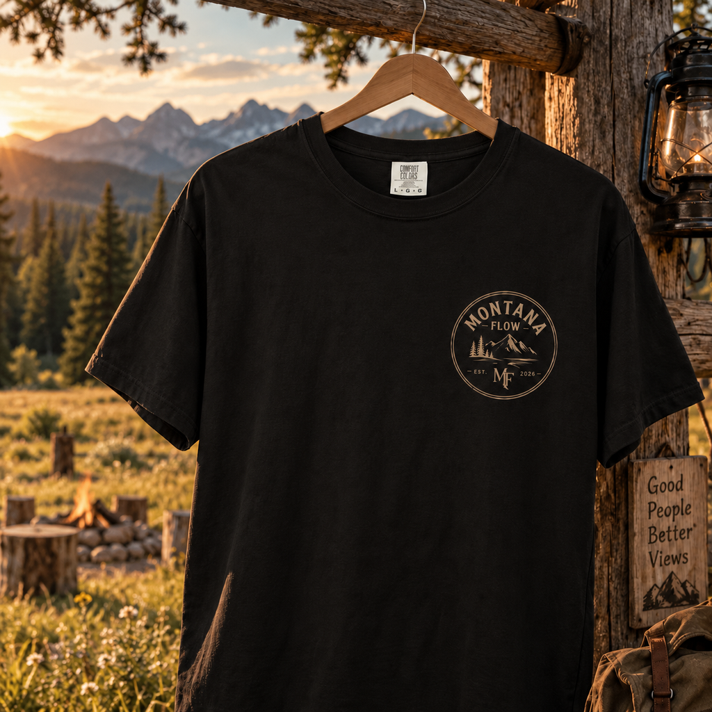 Montana Flow Mountain Logo T-Shirt | Minimal Outdoor Graphic
