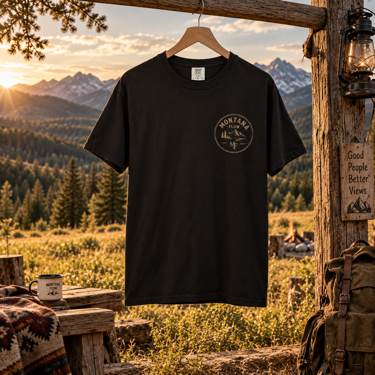 Montana Flow Mountain Logo T-Shirt | Minimal Outdoor Graphic