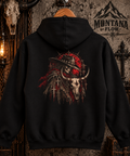Western Cowboy Skull Fleece Hoodie | Bull Skull Gothic Graphic | Montana Flow