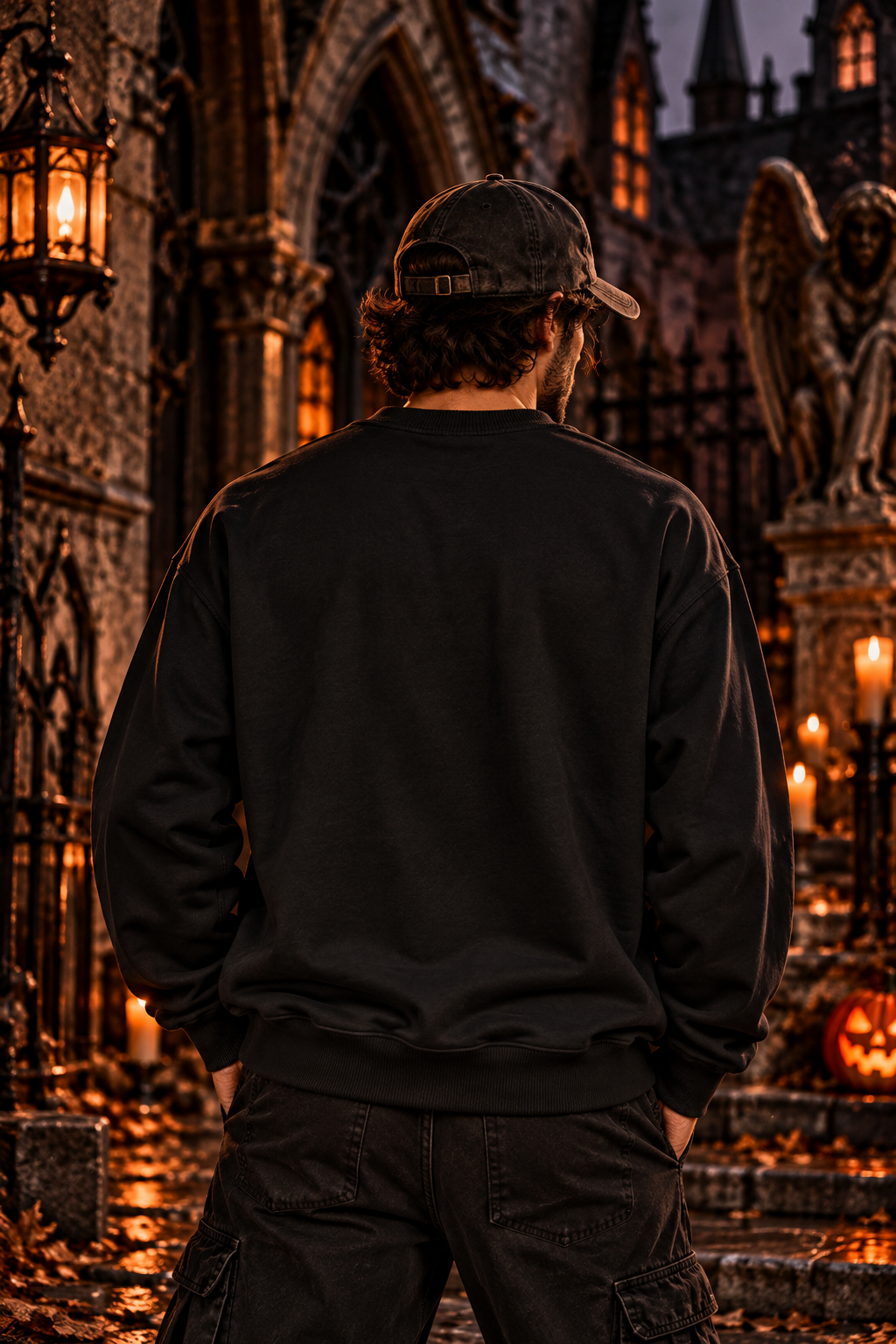 Gothic Western Eagle Skull Fleece Crewneck Sweatshirt | Desert Graphic