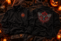 Gothic Skull Moth Quarter-Zip Pullover | Red Dripping Halloween Graphic