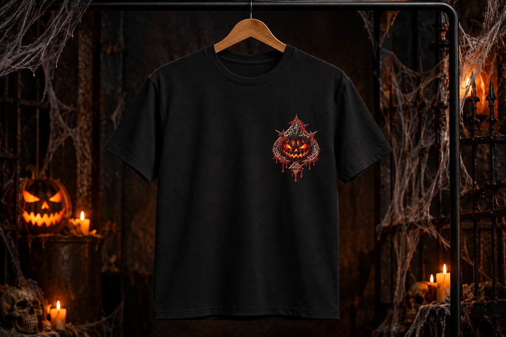 Skeleton Hand Playing Cards Tee | Bloody Halloween Horror T-Shirt