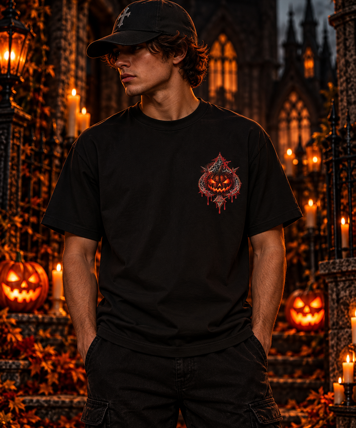 Skeleton Hand Playing Cards Tee | Bloody Halloween Horror T-Shirt