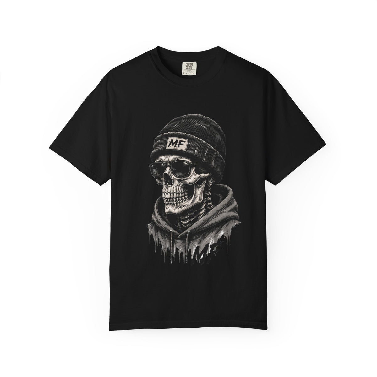 T-shirt streetwear à motif tête de mort | T-shirt à motif squelette bonnet