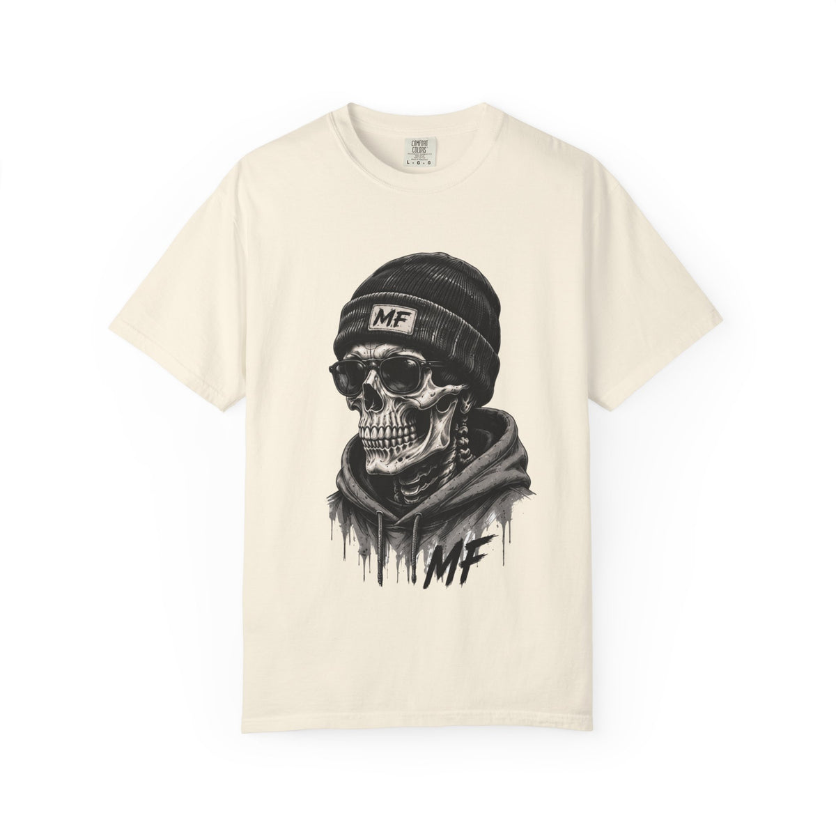 T-shirt streetwear à motif tête de mort | T-shirt à motif squelette bonnet