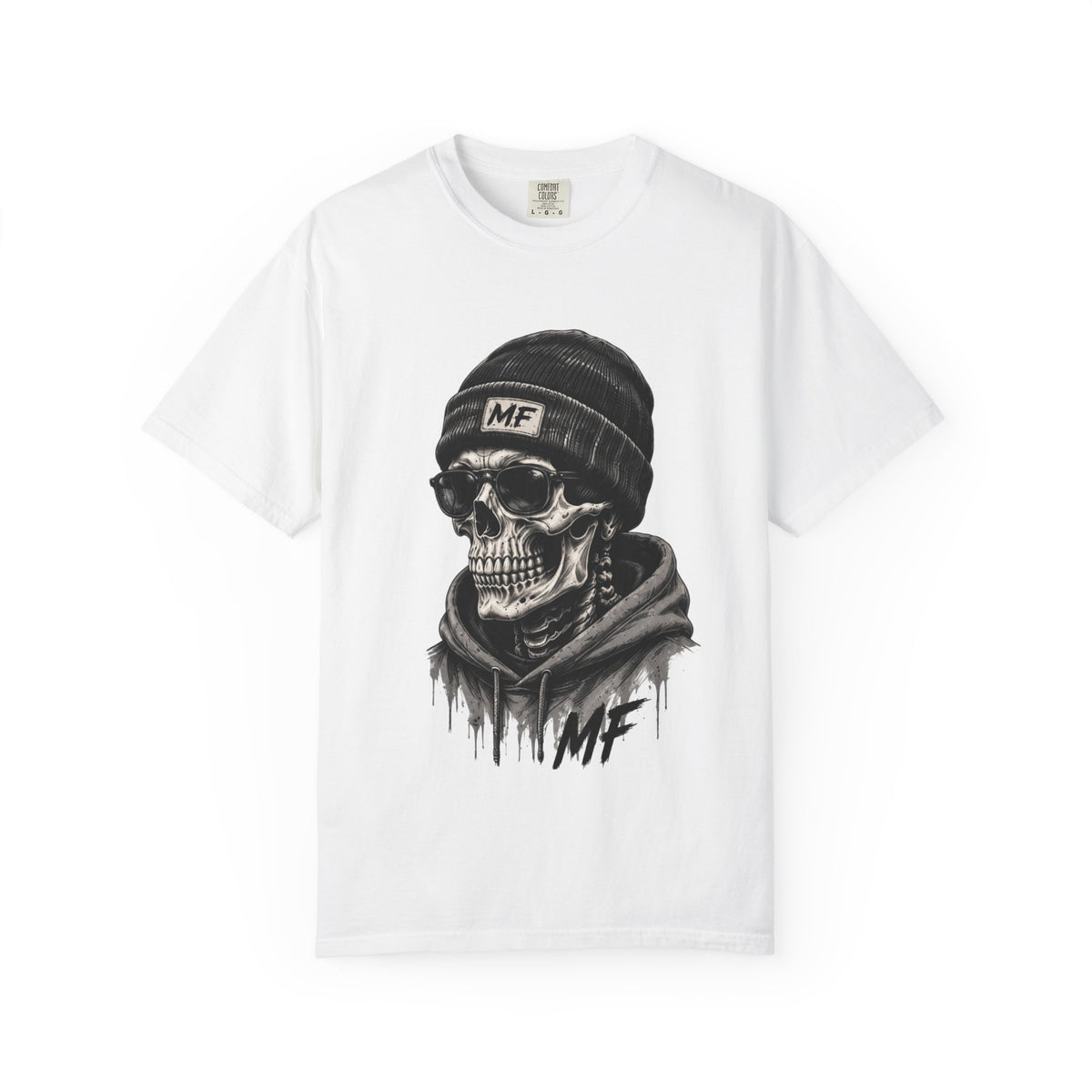T-shirt streetwear à motif tête de mort | T-shirt à motif squelette bonnet